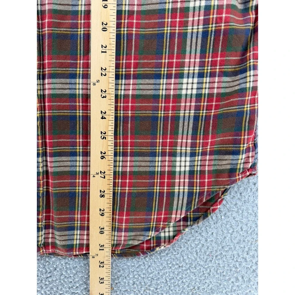 Polo Ralph Lauren Mens Large Classic Fit Plaid Button Down Shirt Red Green L